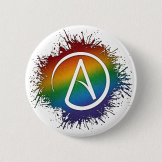 Badge Rond 5 Cm Paint Splatter LGBTQ Pride Rainbow Atheist Symbol