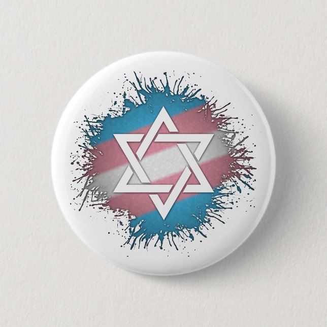 Badge Rond 5 Cm Paint Splatz Transgender Pride Star de David (Devant)