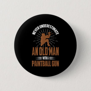 Badge Rond 5 Cm Paintball Shirt Funny Old Man Citation Paintball P