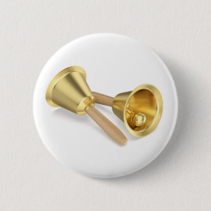 Badge Rond 5 Cm Paire de cloches avec poignées en bois