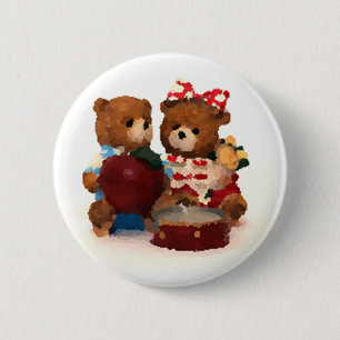 Badge Rond 5 Cm Paire d'ours en peluche