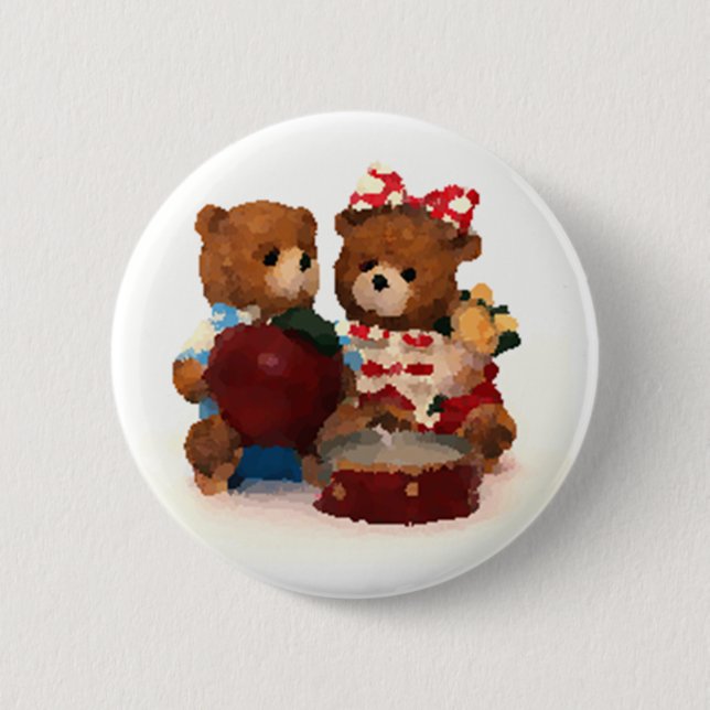 Badge Rond 5 Cm Paire d'ours en peluche (Devant)