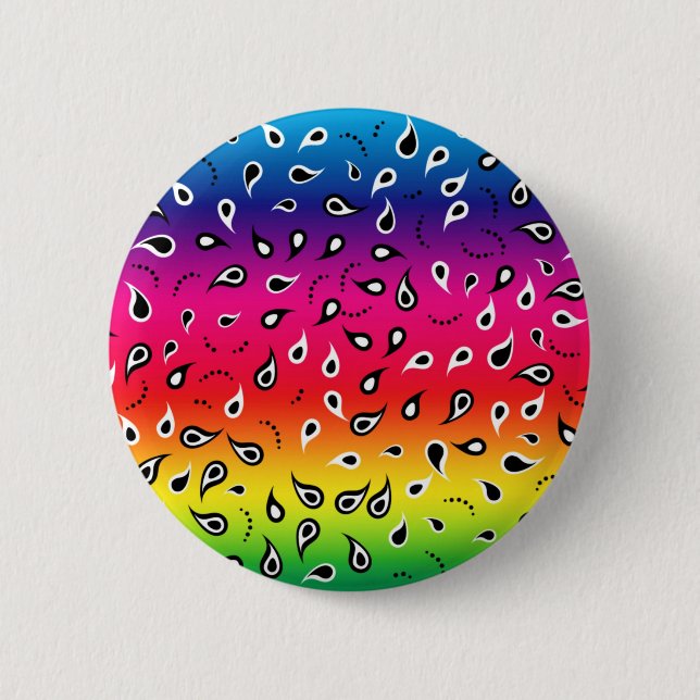 Badge Rond 5 Cm Paisley Rainbow (Devant)