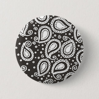 Badge Rond 5 Cm Paisley sur le bouton noir