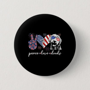Badge Rond 5 Cm Paix Amour Doods Goldendoodle Drapeau Usa Doodle 4
