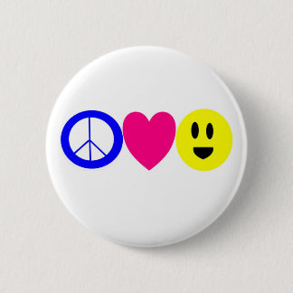 Badge Rond 5 Cm Paix, amour, et bonheur