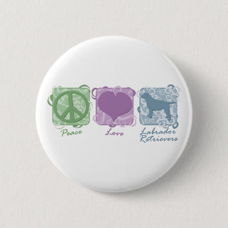 Badge Rond 5 Cm Paix, amour, et chiens d'arrêt de Labrador en
