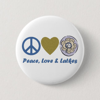 Badge Rond 5 Cm Paix, Amour et Latkes Hanoukka Tee - shirts et cad