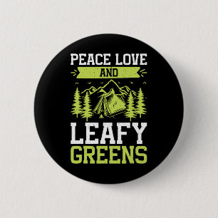 Badge Rond 5 Cm Paix Amour Et Randonnée Avec Des légumes Feuillus