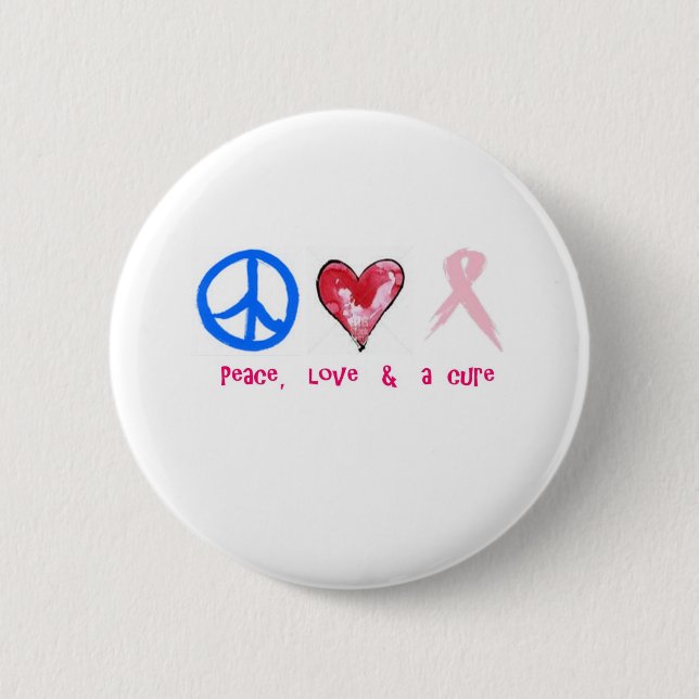Badge Rond 5 Cm paix, amour et un traitement (Devant)