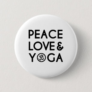 Badge Rond 5 Cm Paix Amour Et Yoga Om Symbole Yogi Citation Yoga