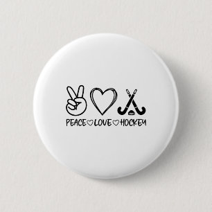 Badge Rond 5 Cm Paix Amour Hockey