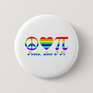 Badge Rond 5 Cm Paix, Amour & Pi Arc-en-ciel