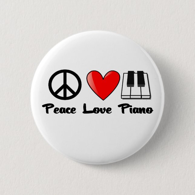 Badge Rond 5 Cm Paix, amour, piano (Devant)