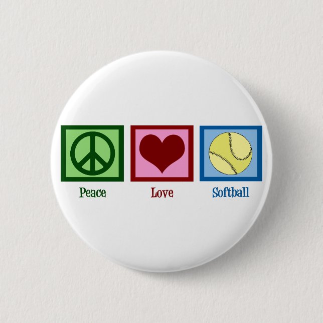 Badge Rond 5 Cm Paix Amour Softball (Devant)