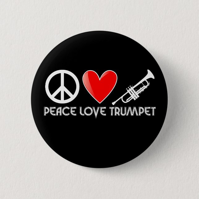 Badge Rond 5 Cm Paix, amour, trompette (Devant)