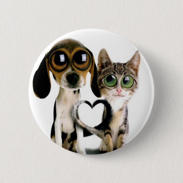 Badge Rond 5 Cm paix d'amour de chiot (Devant)