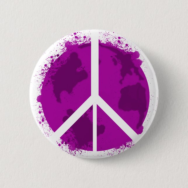 Badge Rond 5 Cm Paix du monde, rose (Devant)