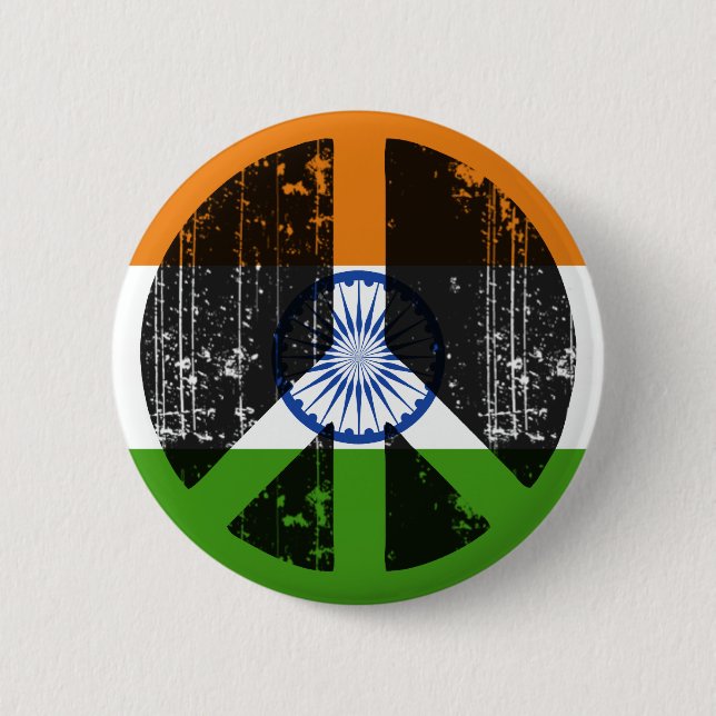 Badge Rond 5 Cm Paix en Inde (Devant)