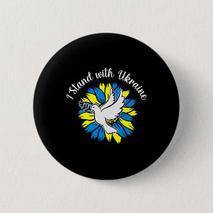 Badge Rond 5 Cm Paix en Ukraine Colombe Tournesol Ukraine