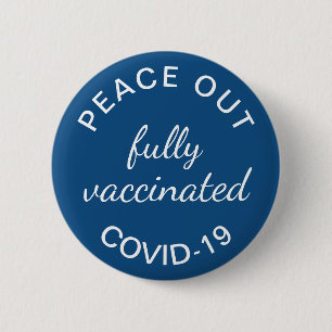 Badge Rond 5 Cm Paix entièrement vaccinée Vive Bleu