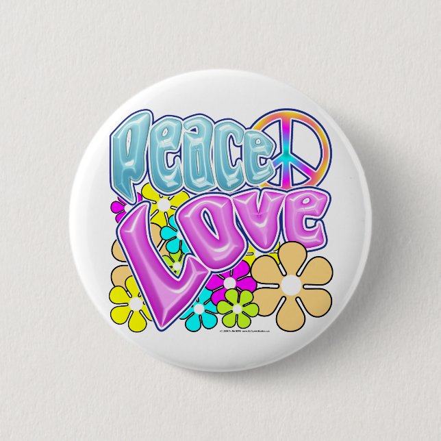Badge Rond 5 Cm Paix et amour (Devant)