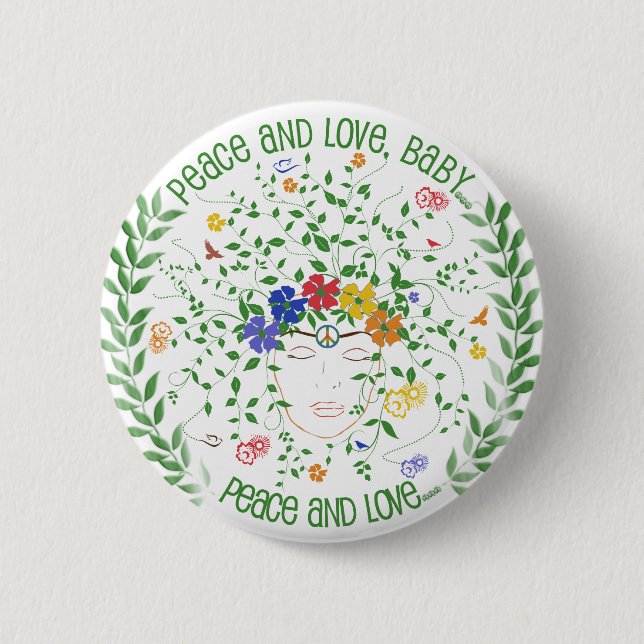 Badge Rond 5 Cm Paix et amour, bébé… (Devant)