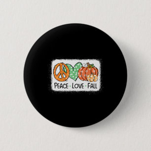 Badge Rond 5 Cm Paix Et Amour Et Automne Citrouille Autum Happy Fa