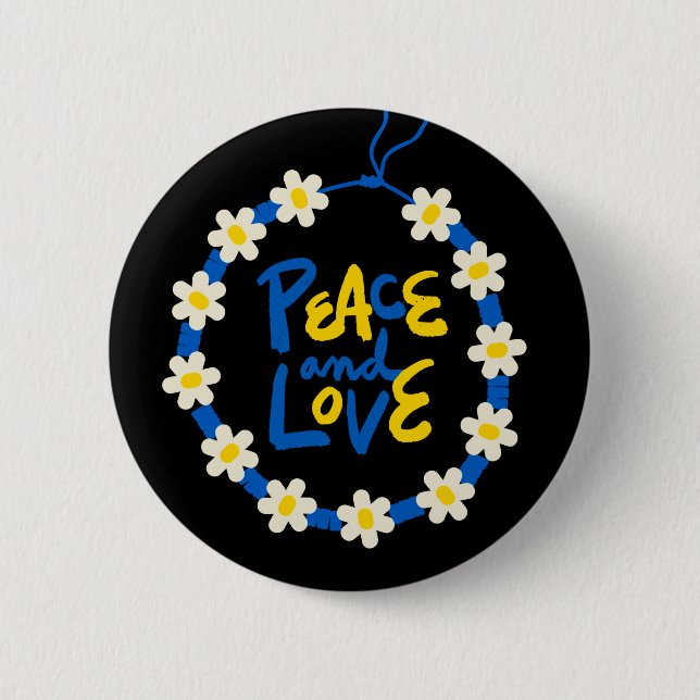 Badge Rond 5 Cm Paix et amour Ukraine Fleur Wreath (Devant)