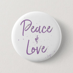 Badge Rond 5 Cm PAIX et amour-violet