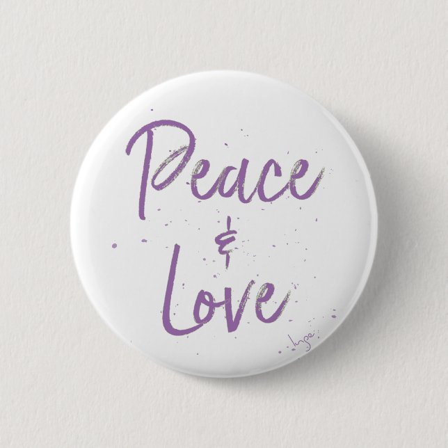 Badge Rond 5 Cm PAIX et amour-violet (Devant)