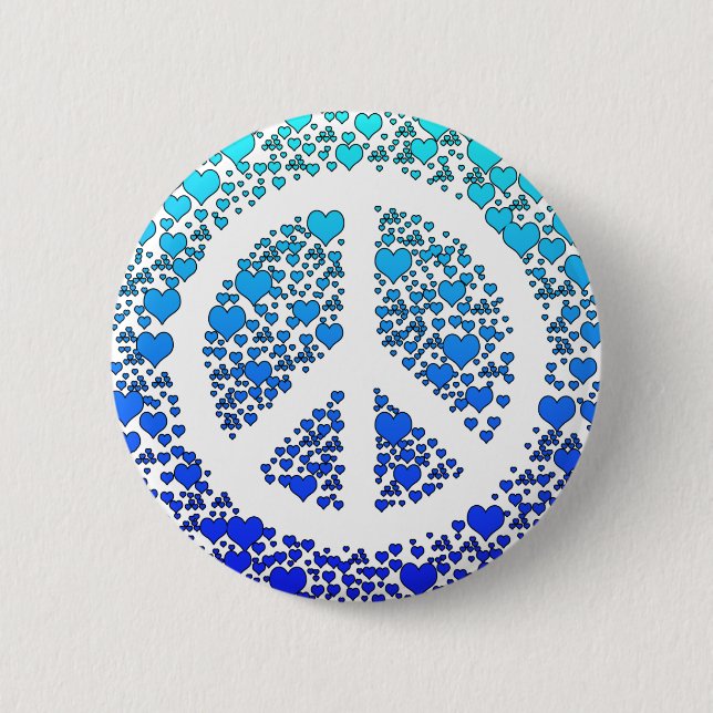 Badge Rond 5 Cm Paix et coeurs (Devant)
