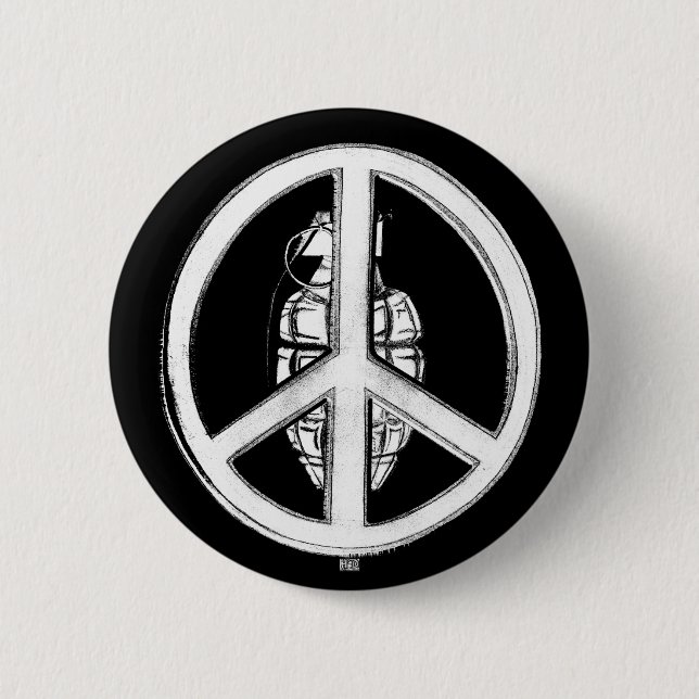 Badge Rond 5 Cm Paix et guerre (blanc) (Devant)