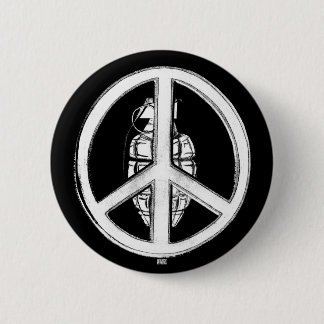 Badge Rond 5 Cm Paix et guerre (blanc)