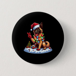Badge Rond 5 Cm Paix Mains Belges Malinois Lumières de Noël Femmes