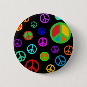 Badge Rond 5 Cm PAIX - motif plat multicolore + votre backgr.