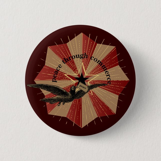 Badge Rond 5 Cm Paix par le bouton de commerce (Devant)
