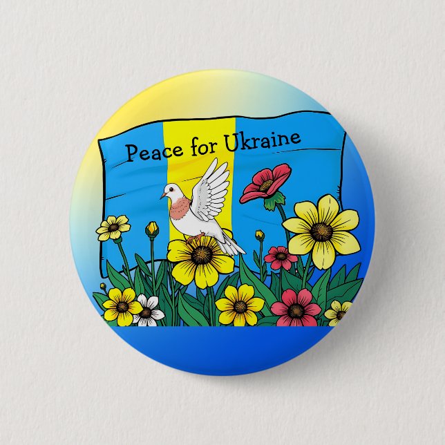 Badge Rond 5 Cm Paix pour l'Ukraine | Drapeau ukrainien (Devant)