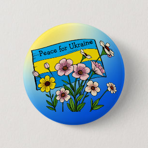 Badge Rond 5 Cm Paix pour l'Ukraine   Drapeau ukrainien