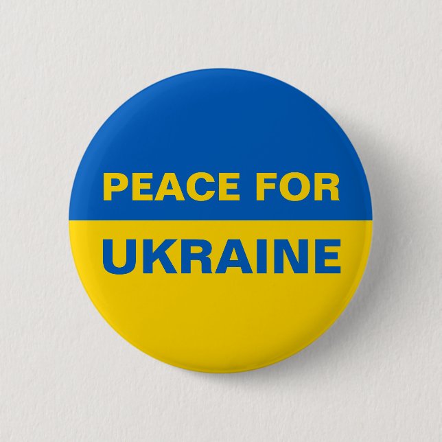 Badge Rond 5 Cm Paix pour l'Ukraine Pavillon ukrainien (Devant)