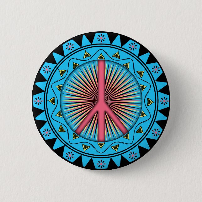 Badge Rond 5 Cm Paix ~ Soleil (Devant)