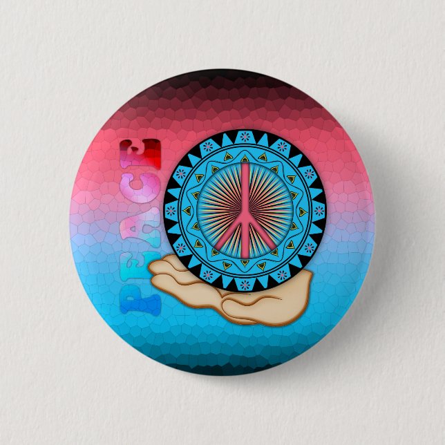 Badge Rond 5 Cm Paix ~ Soleil (Devant)