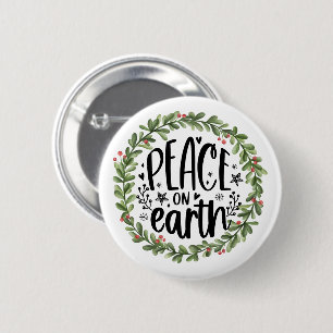 Badge Rond 5 Cm Paix sur Terre Watercolor Wreath