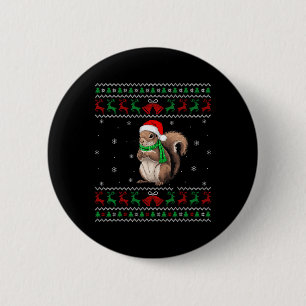 Badge Rond 5 Cm Pajama de Noël d'écureuil de Noël de Noël de Santa