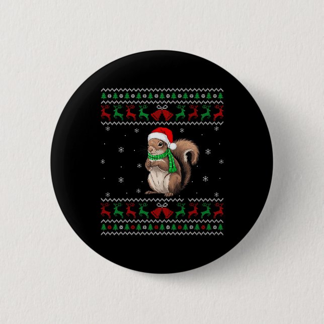 Badge Rond 5 Cm Pajama de Noël d'écureuil de Noël de Noël de Santa (Devant)
