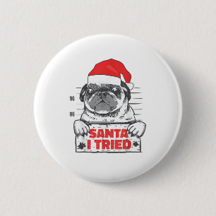 Badge Rond 5 Cm Pajamas de Noël de chien d'amour Père Noël J'ai es