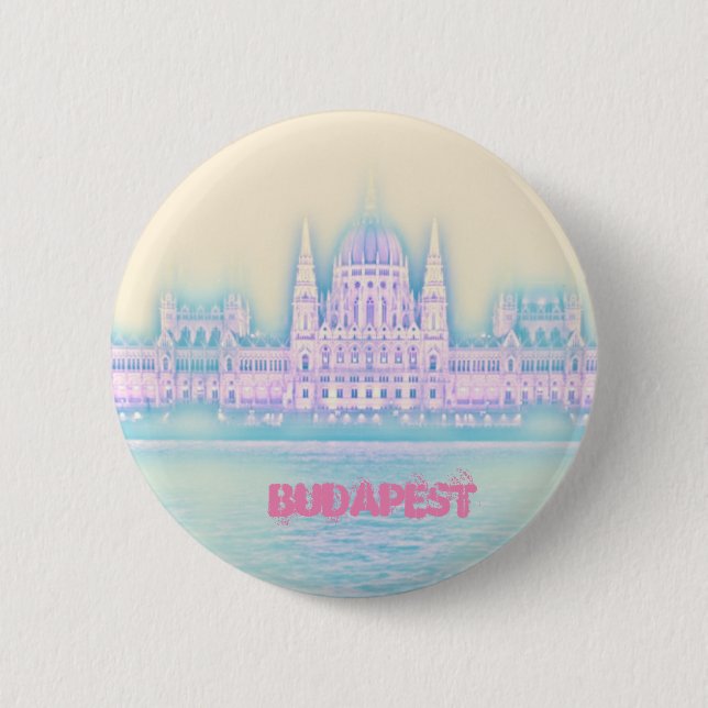 Badge Rond 5 Cm Palais du Parlement de Budapest Hongrie (Devant)