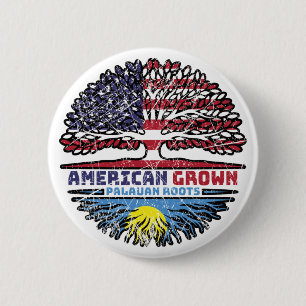 Badge Rond 5 Cm Palaos Palaos Américain Etats-Unis Drapeau des rac