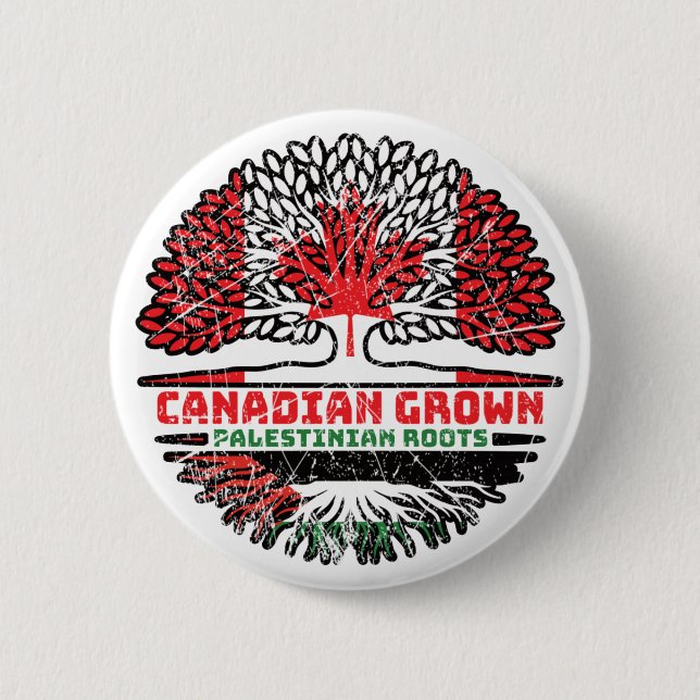 Badge Rond 5 Cm Palestine Canadian Canada Arbre Racines (Devant)