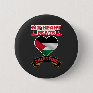 Badge Rond 5 Cm Palestine Coeur Drapeau Amour Soutien Liberté Fier